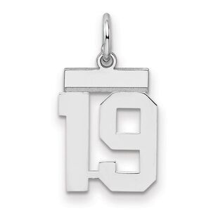 Sterling Silver, Athletic Collection, Small Polished Number 19 Pendant